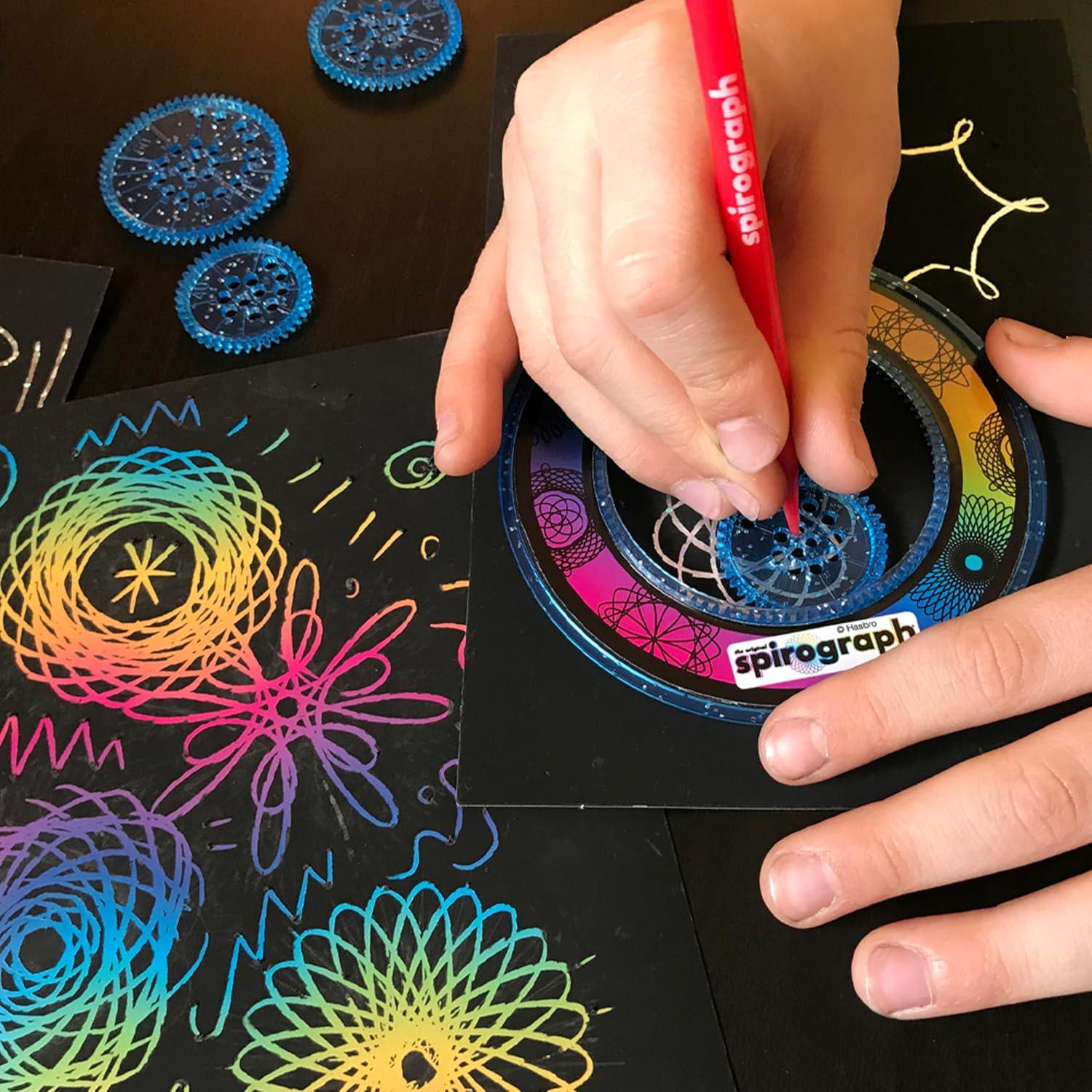 imageSpirograph Scratch ampamp Shimmer  Arts and Crafts Kids Toys Art Supplies Craft Supplies Drawing Kit Spiral Art Classic Gear Design Kit Magic Scratch Paper Pen Design Sheet Included Ages 8