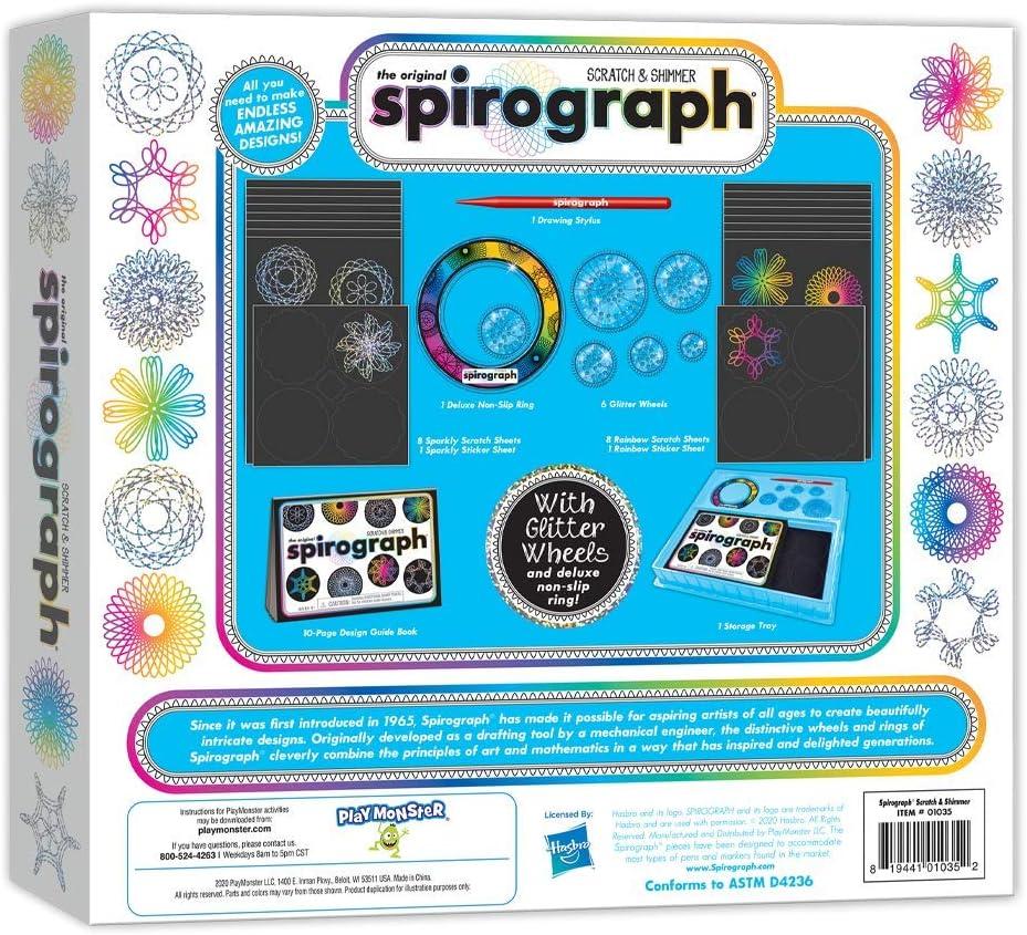 imageSpirograph Scratch ampamp Shimmer  Arts and Crafts Kids Toys Art Supplies Craft Supplies Drawing Kit Spiral Art Classic Gear Design Kit Magic Scratch Paper Pen Design Sheet Included Ages 8