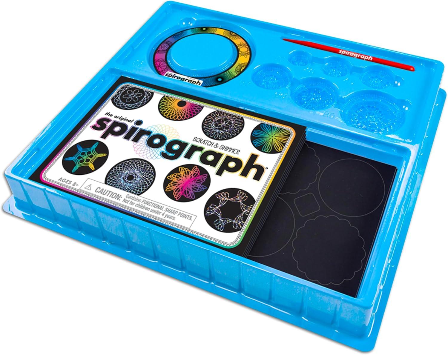 imageSpirograph Scratch ampamp Shimmer  Arts and Crafts Kids Toys Art Supplies Craft Supplies Drawing Kit Spiral Art Classic Gear Design Kit Magic Scratch Paper Pen Design Sheet Included Ages 8