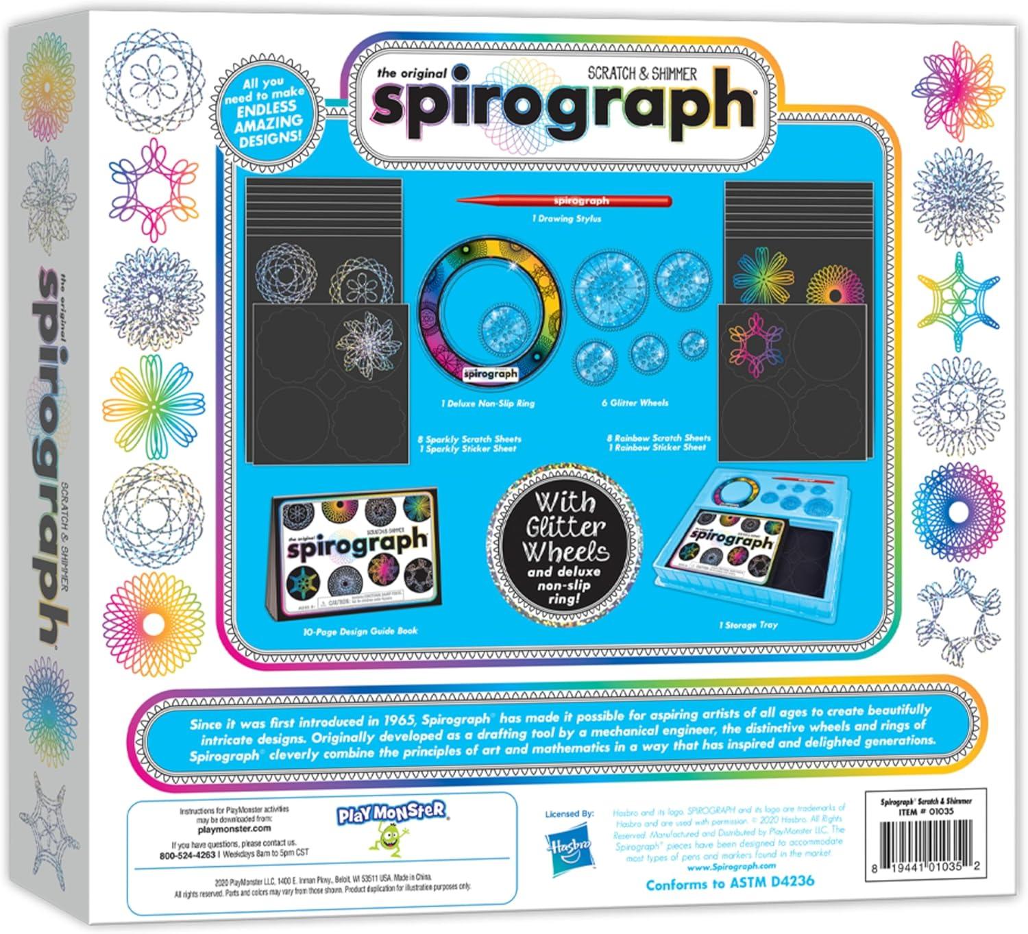 imageSpirograph Scratch ampamp Shimmer  Arts and Crafts Kids Toys Art Supplies Craft Supplies Drawing Kit Spiral Art Classic Gear Design Kit Magic Scratch Paper Pen Design Sheet Included Ages 8