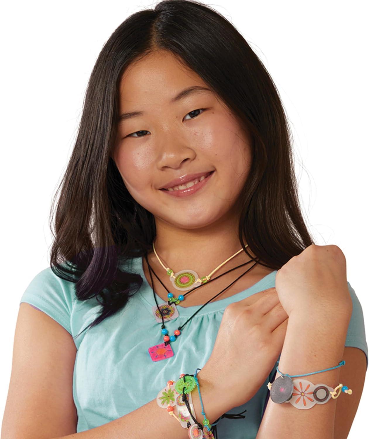 imageSpirograph Shrink Charms Friendship Bracelet Kit Bracelet Making Kit for Girls Arts and Crafts for Kids Drawing Kit Girls Bracelet for Kids Ages 8