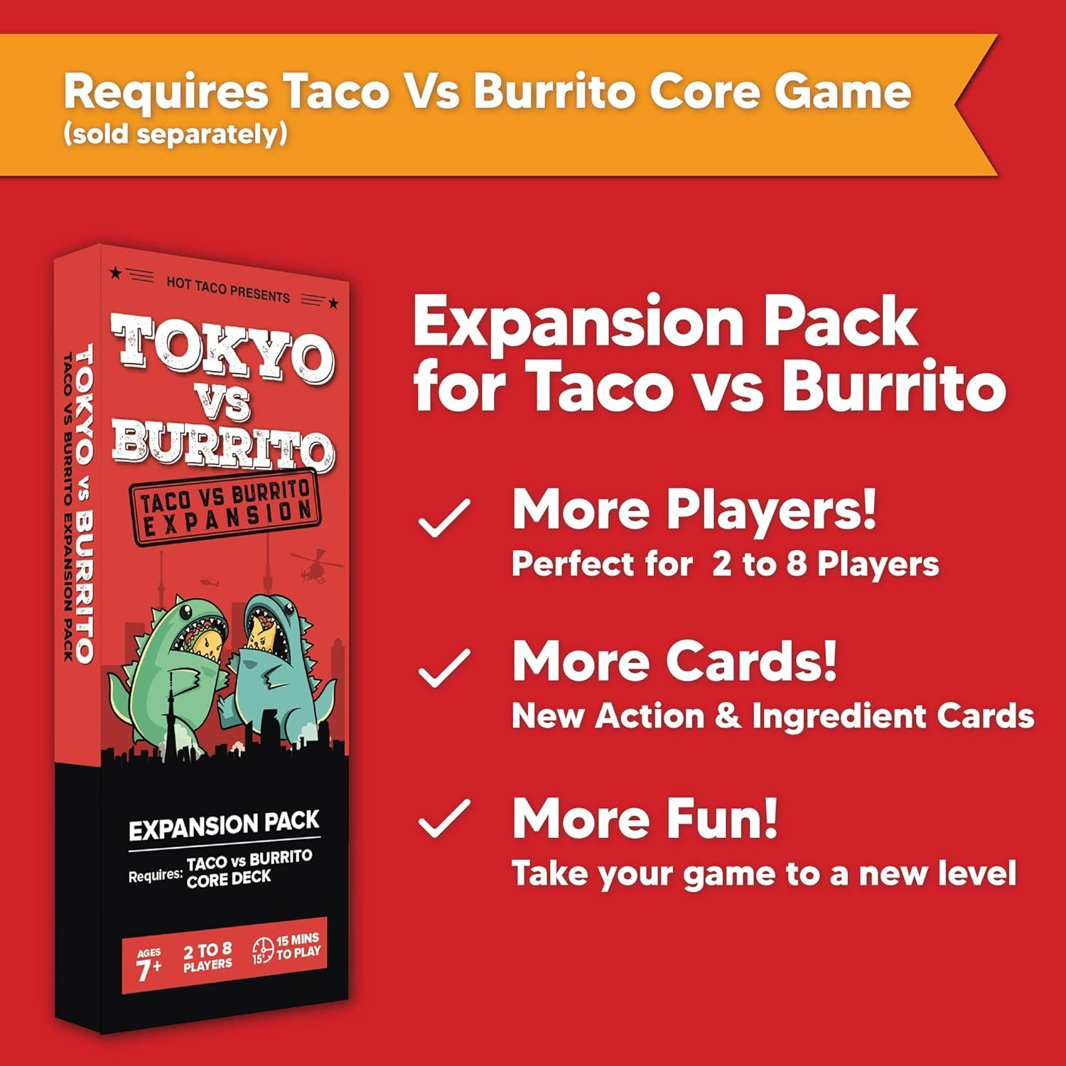 imageTaco vs Burrito Tokyo Expansion Pack  Fun Family Game for Kids ampamp Adults Ideal for Family Game Nights Board ampamp Card Game Perfect Idea Requires Core GameTokyo vs Burrito Expansion