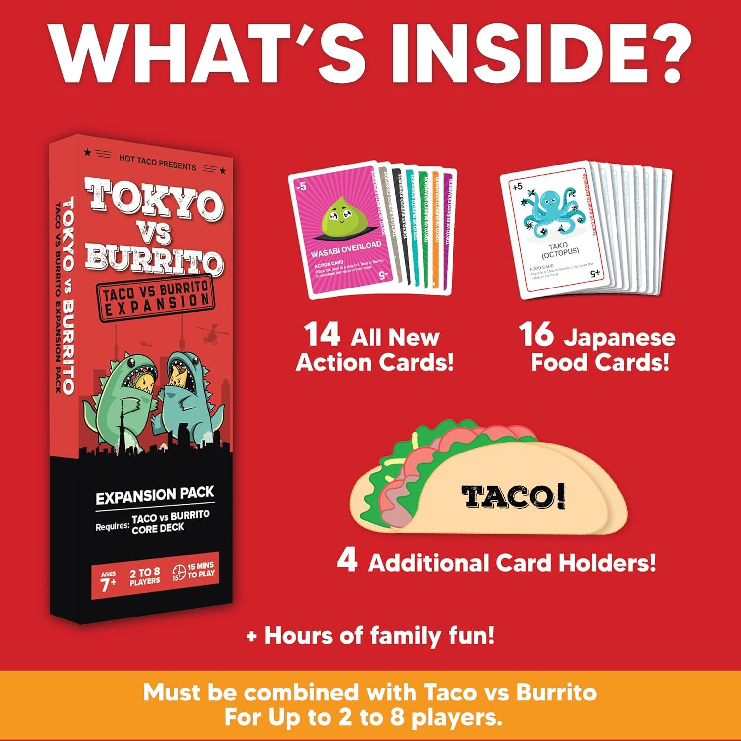 imageTaco vs Burrito Tokyo Expansion Pack  Fun Family Game for Kids ampamp Adults Ideal for Family Game Nights Board ampamp Card Game Perfect Idea Requires Core GameTokyo vs Burrito Expansion