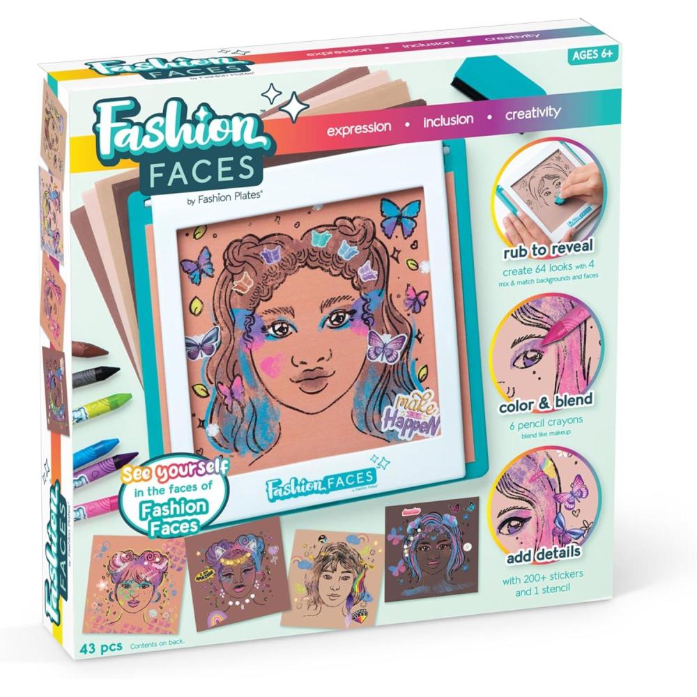 imageFashion Faces Mix ampamp Match Fashion Designer Kit for Girls Kids Arts ampamp Crafts Ages 6 Girls Fashion Hair ampamp Makeup Looks Gifts for 6 Year Old Girl Toys for Girls Little Girl Gifts Fashion PlatesSmall