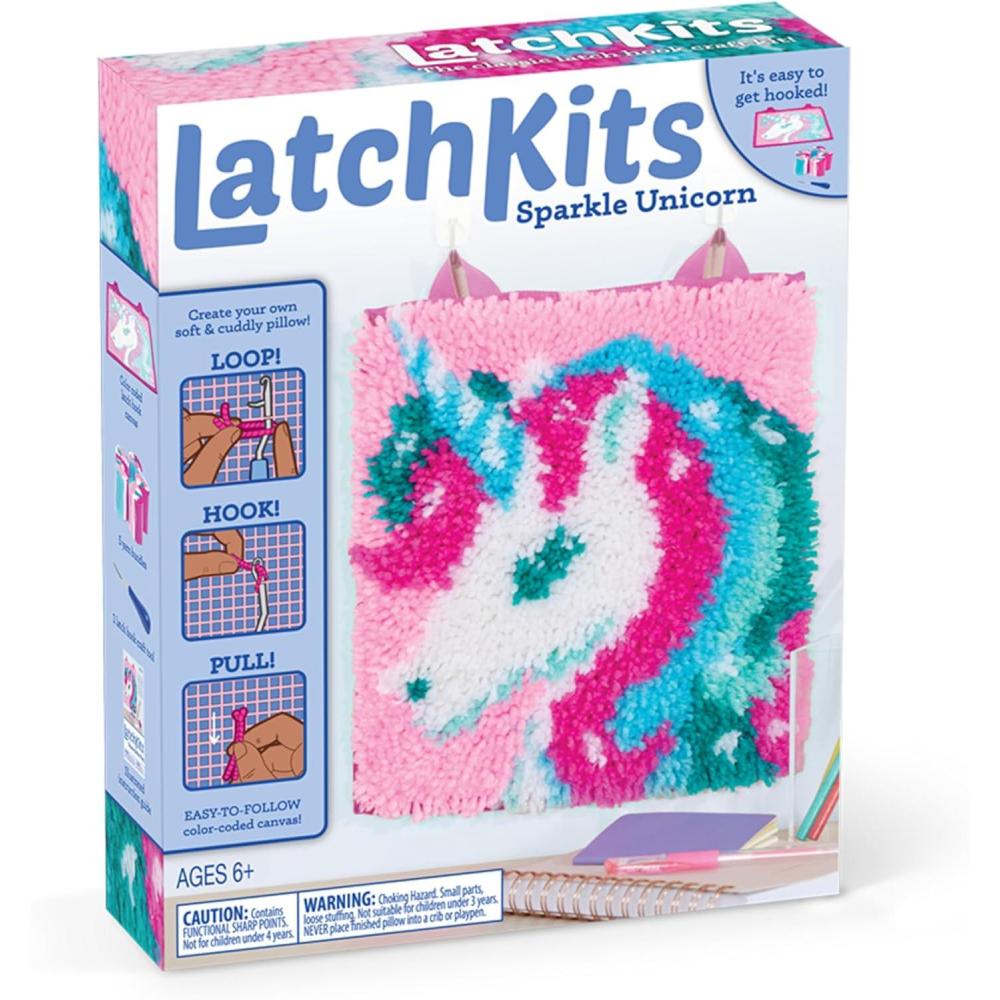 imageLatchKits Latch Hook Kits for Kids  Kids Crafts Arts and Crafts Yarn Art Wall Hanging ampamp MiniRugs Craft Supplies PreCut Yarn Easy Pattern Hook Included Arts ampamp Craft Ages 6 UnicornUnicorn