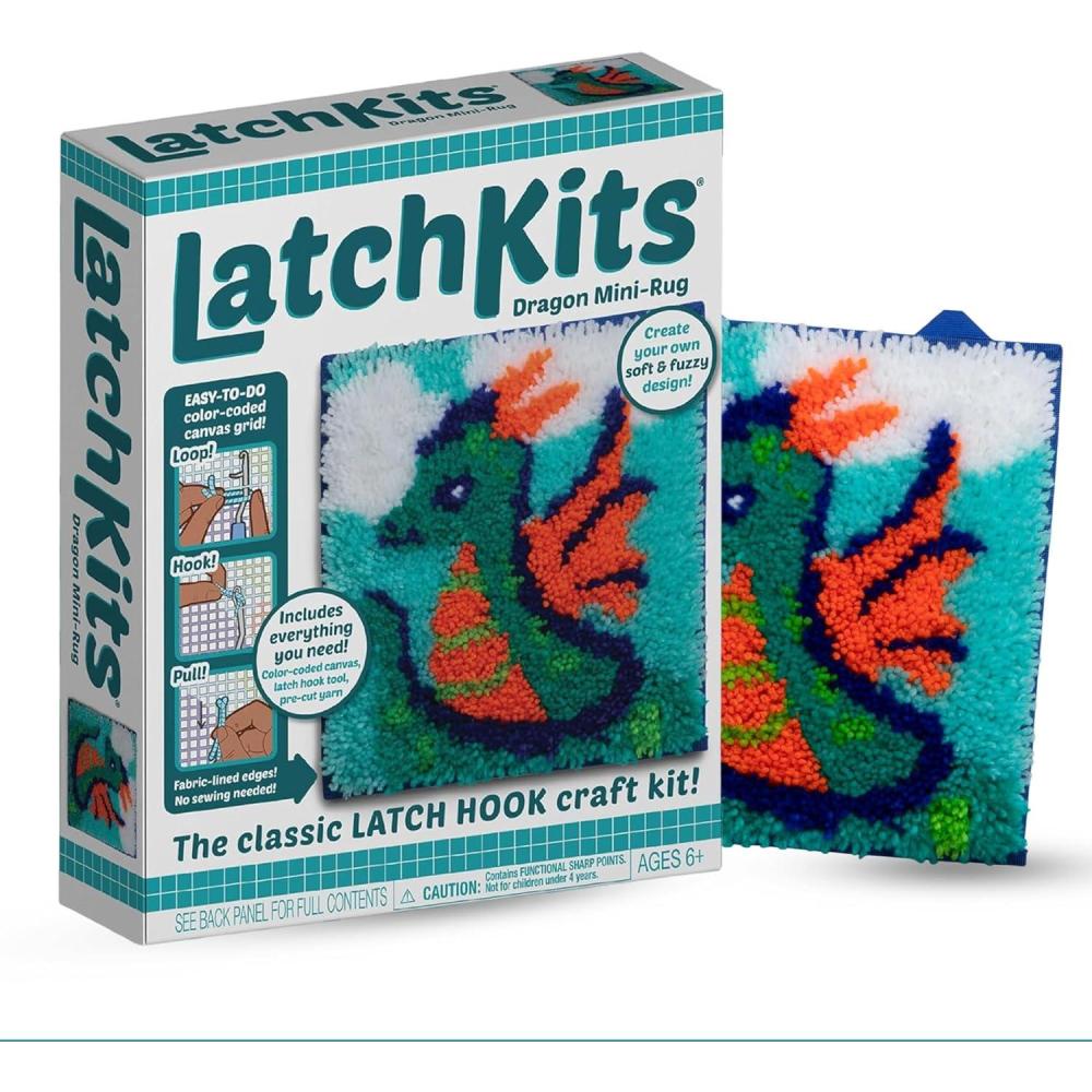 imageLatchKits Latch Hook Kits for Kids  Kids Crafts Arts and Crafts Yarn Art Wall Hanging ampamp MiniRugs Craft Supplies PreCut Yarn Easy Pattern Hook Included Arts ampamp Craft Ages 6 UnicornDragon