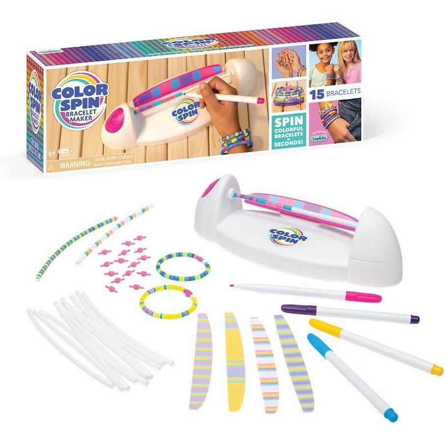 imageLoopdedoo Colorspin Electric Friendship Bracelet Maker Kit  Make Bracelets in Minutes for Birthdays and Friendship Gifts  Make 15 Bracelets Design Markers Included Ages 6Colorspin