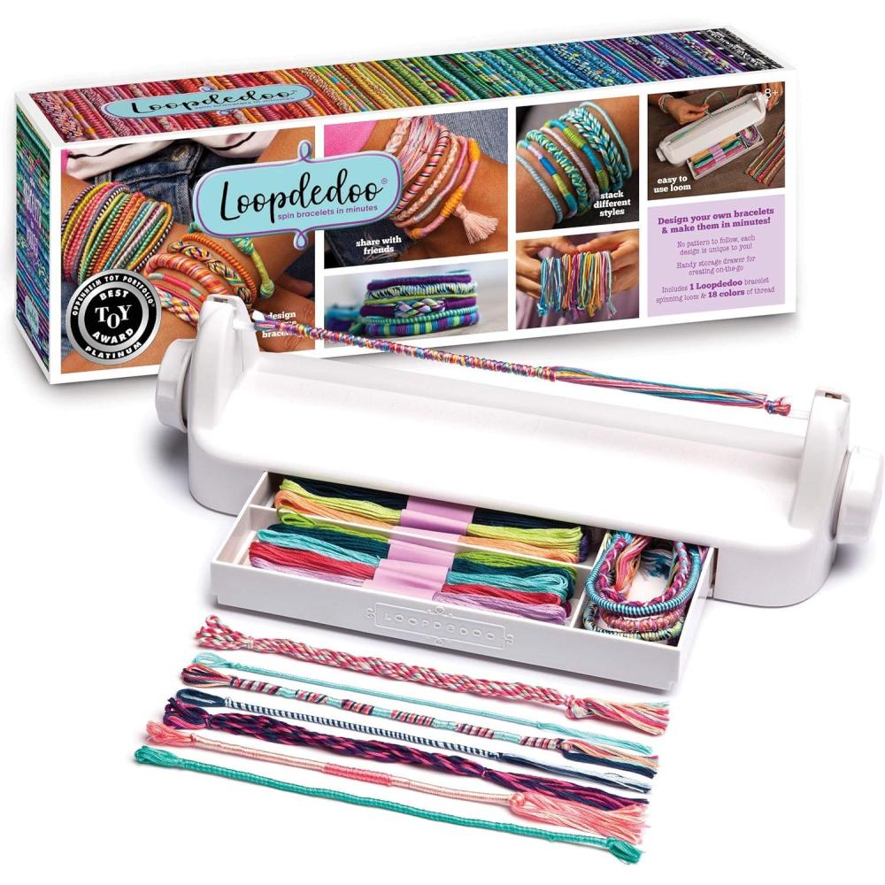 imageLoopdedoo Colorspin Electric Friendship Bracelet Maker Kit  Make Bracelets in Minutes for Birthdays and Friendship Gifts  Make 15 Bracelets Design Markers Included Ages 6Original