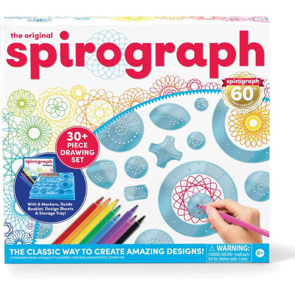imageSpirograph Design Set Collectors Tin  Arts and Crafts Kids Toys Art Supplies Craft Supplies Drawing Kit Spiral Art Classic Gear Design Kit Pens Design Sheet Included Ages 8 and UpSpiro Markers