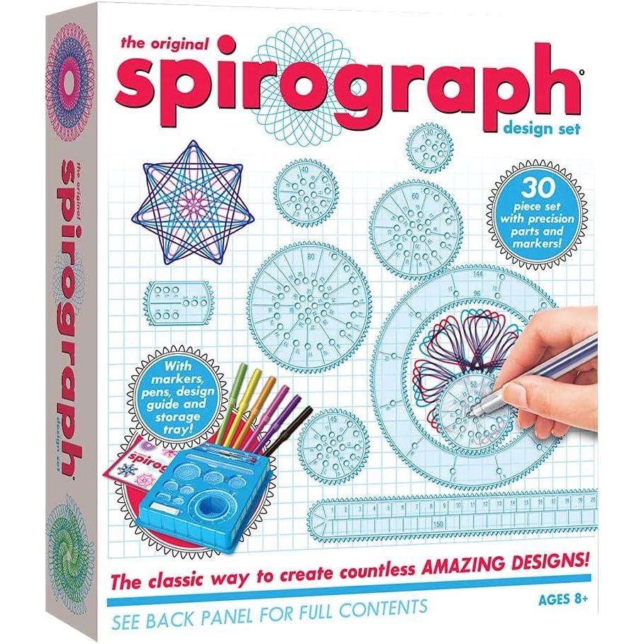 imageSpirograph Design Set Collectors Tin  Arts and Crafts Kids Toys Art Supplies Craft Supplies Drawing Kit Spiral Art Classic Gear Design Kit Pens Design Sheet Included Ages 8 and UpDesign Box