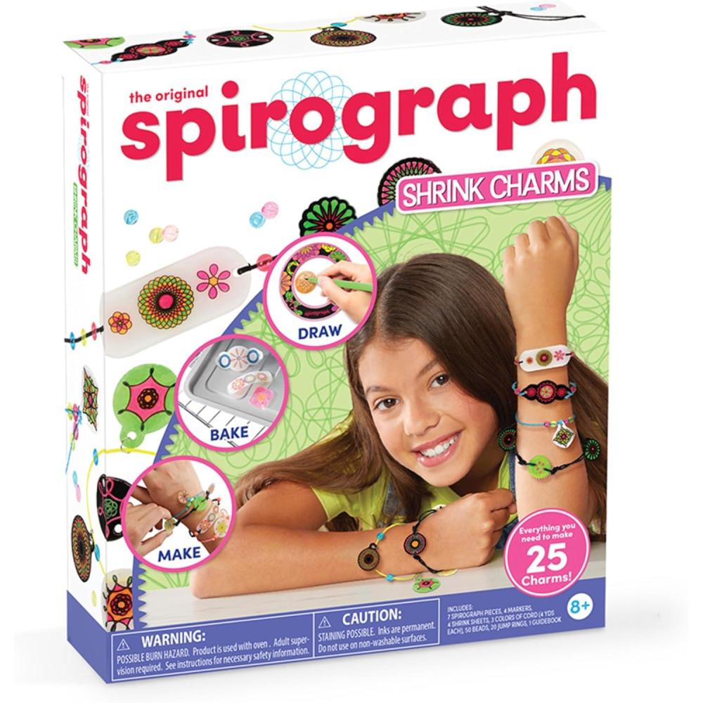 imageSpirograph Shrink Charms Friendship Bracelet Kit Bracelet Making Kit for Girls Arts and Crafts for Kids Drawing Kit Girls Bracelet for Kids Ages 8