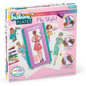 imageFashion Plates Classic  Girls Fashion MixandMatch Drawing Kit Arts and Crafts Coloring Art Supplies Craft Supplies Stencils Crayons Included Create Your Own Fashion Designs Ages 6My Styles