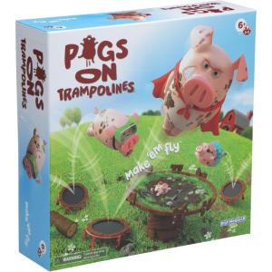 imagePlayMonster Dont Flush The Fish Game  HandEye Coordination Strategy Board Games for Family Game Night for Kids and Adults Easy Assembly Multiplayer Ages 4Pigs on Trampolines