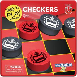 imagePlayMonster Take N Play Anywhere  Checkers  Magnetic Travel Game  Fun on The Go  for Ages 4Checkers