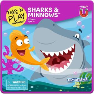 imagePlayMonster Take N Play Anywhere  Checkers  Magnetic Travel Game  Fun on The Go  for Ages 4Sharks N Minnows