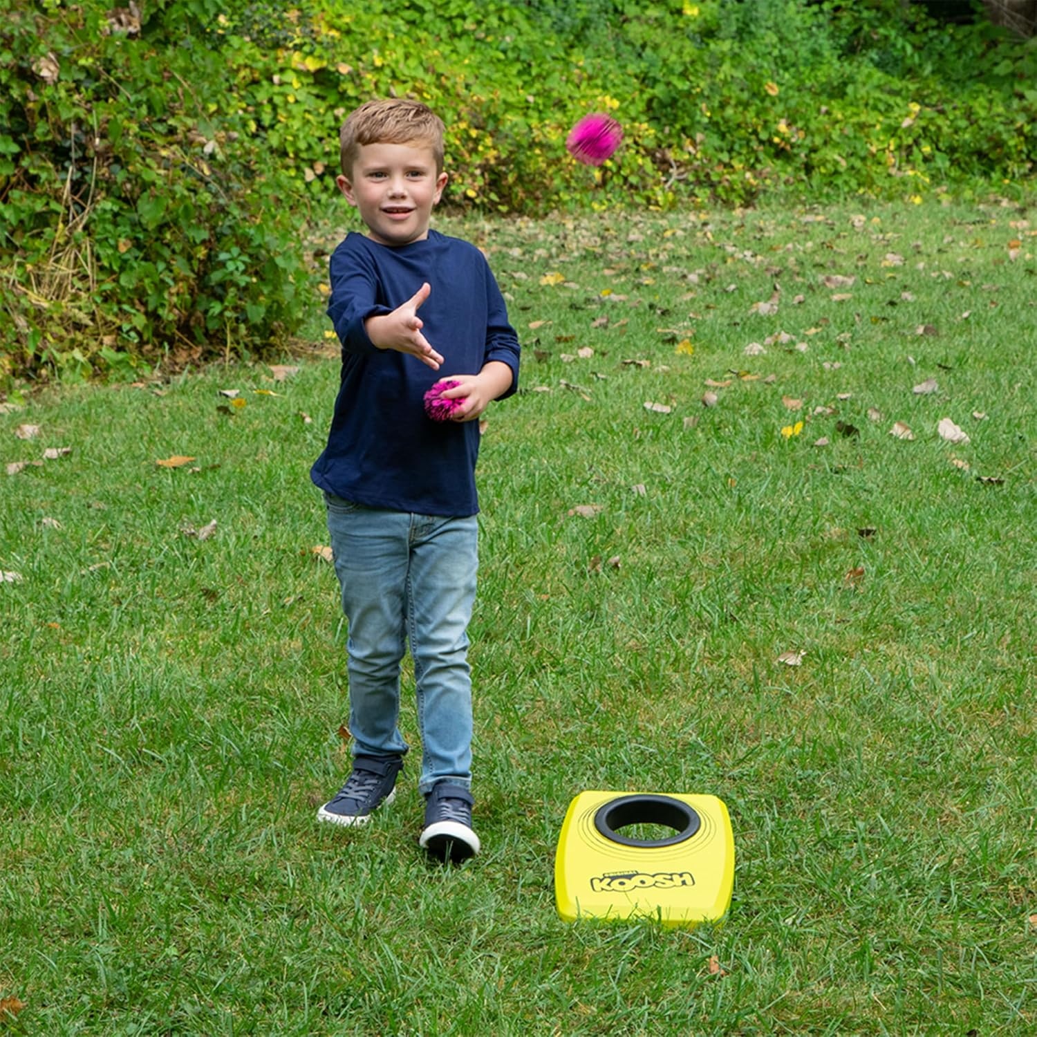 image:imageKoosh Cornhole Set for Kids Outdoor Toys for Kids Koosh Balls Included  Perfect for Beginners Preschool Toys Easy Storage 2 Kornhole Board 6 Koosh Balls Included Holiday Game American ThemedSingle Yellow Cornhole