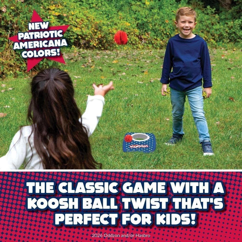image:imageKoosh Cornhole Set for Kids Outdoor Toys for Kids Koosh Balls Included  Perfect for Beginners Preschool Toys Easy Storage 2 Kornhole Board 6 Koosh Balls Included Holiday Game American ThemedSingle USA Cornhole