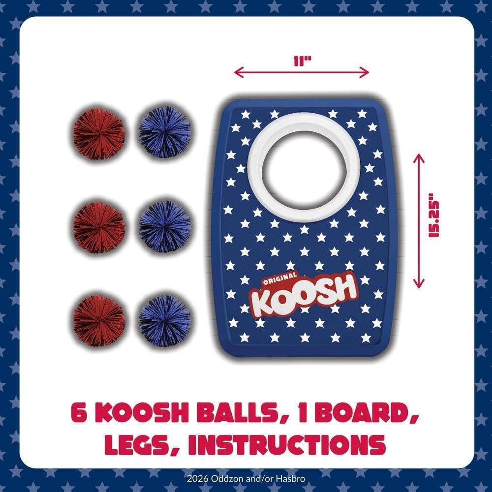 image:imageKoosh Cornhole Set for Kids Outdoor Toys for Kids Koosh Balls Included  Perfect for Beginners Preschool Toys Easy Storage 2 Kornhole Board 6 Koosh Balls Included Holiday Game American ThemedSingle USA Cornhole