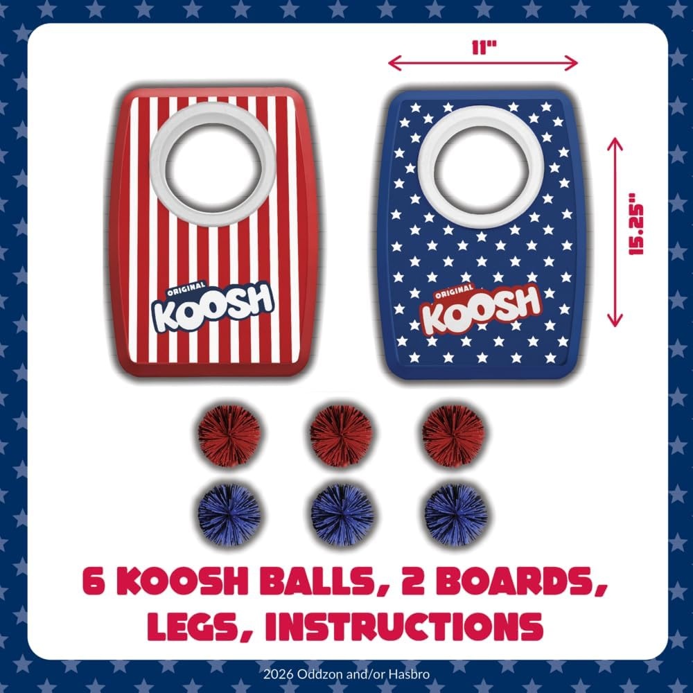 image:imageKoosh Cornhole Set for Kids Outdoor Toys for Kids Koosh Balls Included  Perfect for Beginners Preschool Toys Easy Storage 2 Kornhole Board 6 Koosh Balls Included Holiday Game American Themed2 Pack USA Cornhole