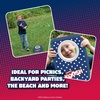 image:imageKoosh Cornhole Set for Kids Outdoor Toys for Kids Koosh Balls Included  Perfect for Beginners Preschool Toys Easy Storage 2 Kornhole Board 6 Koosh Balls Included Holiday Game American Themed2 Pack USA Cornhole